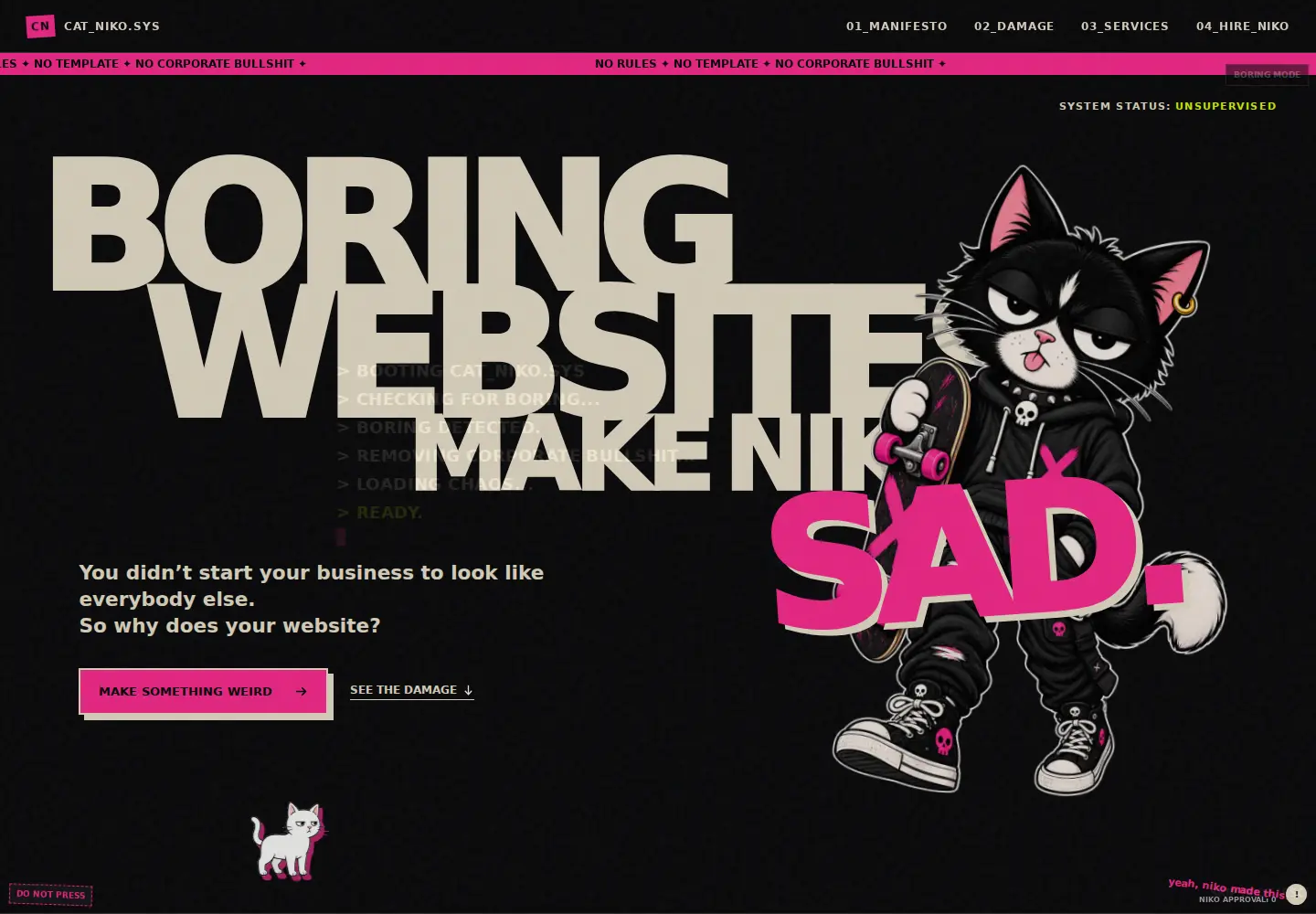 Cat Niko website homepage