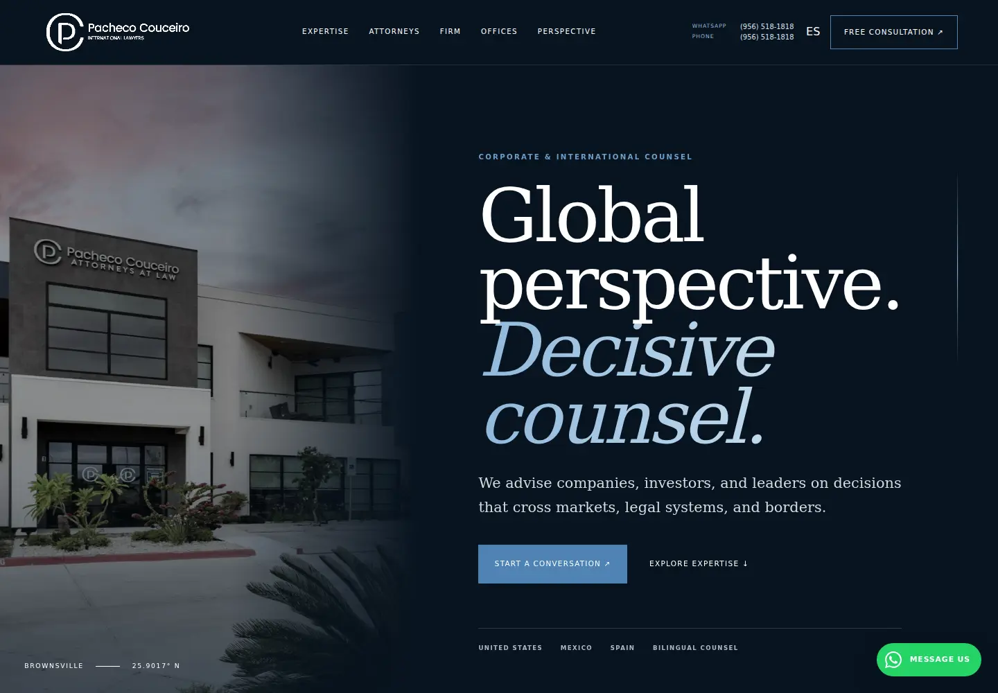 Pacheco Couceiro Corporate website homepage